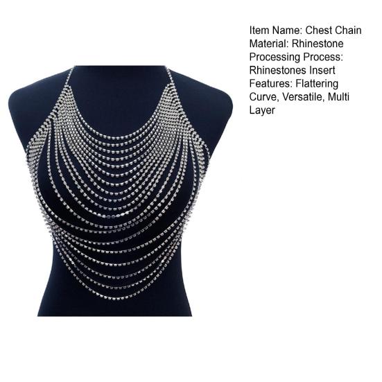 Versatile Rhinestone Chest Chain Multi Layer Design Lightweight Body Chain Women Sexy Statement Body Accessory