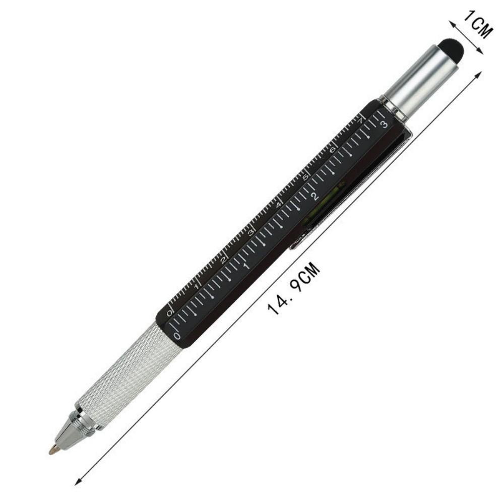 

6 in 1 Multifunctional Pen Touch Screen Stylus Capacitive Pen with Screwdriver Ruler Levelgauge Refillable Ballpoint Pencil Tool чорний