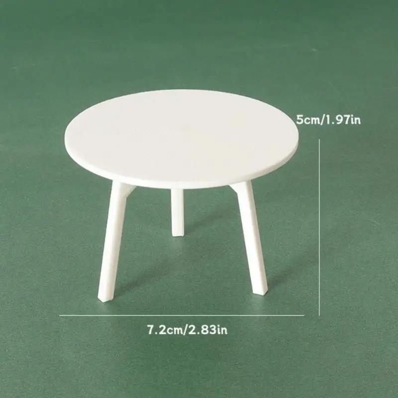 1PC Dollhouse Mini White Round Table Model Simulation Furniture Decoration DIY Accessories for Doll Home Playroom Toys