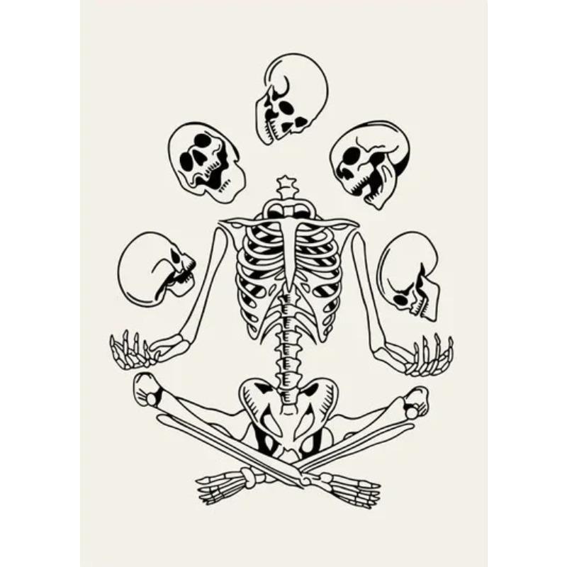 Nordic Simple Wall Art Halloween Skull Witch, HD Canvas Print Poster, Home Living Room Bedroom Decorative Painting