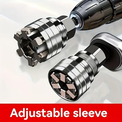 Állítható Univerzális Dugókulcs Adapter, 10-19 mm-es Csavarfejekhez és Csavarokhoz, Kompatibilis 3/8 colos Meghajtású Racsnival és Elektromos Fúrógéppel