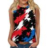 Women's Fashion Casual T-Shirt Round Neck Sleeveless Independence Day Printed Vest Top
