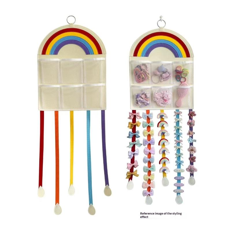 Children Hair Clips Bows Headbands Ties Organizer Hanging Storage Bag Room Decor