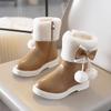 Children's Boots, Big Children's Snow Boots, Girls' Plush Thick Warm Leather Short Boots