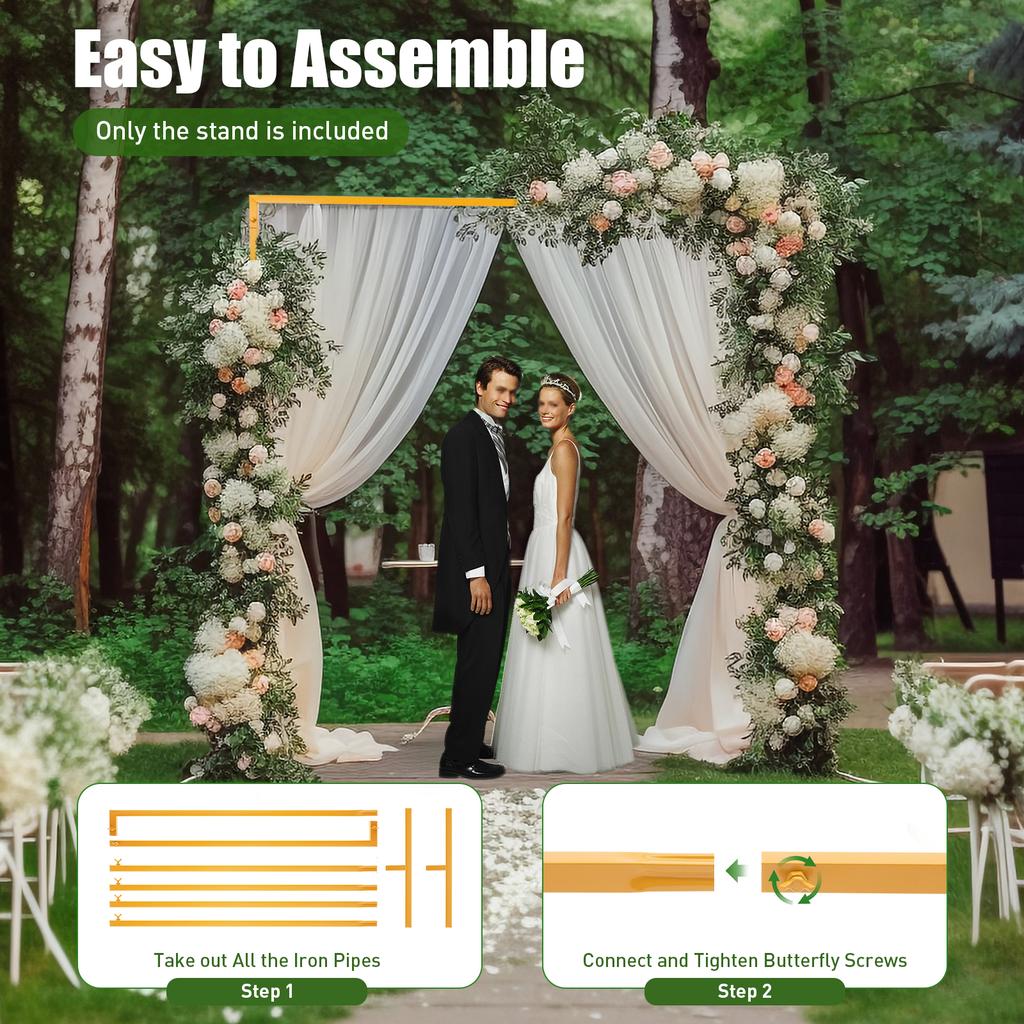 Square Wedding Arch Stand Iron Adjustable Height Backdrop for Wedding Party Decor, Birthday Baby Shower