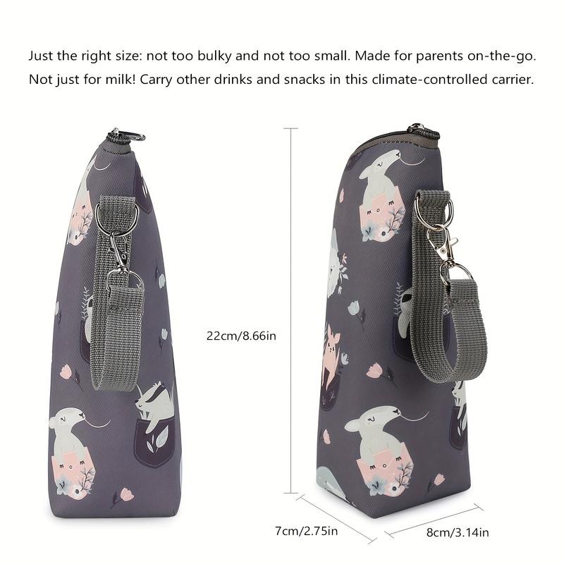 Cute Animal Print Insulated Bottle Bag, Portable Zippered Diaper Bag for Travel Daily Use