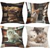 Cute Kitten Print Pillows With Books Pattern Polyester pillowcase, sofa decorative cushion cov Headboard Pillow