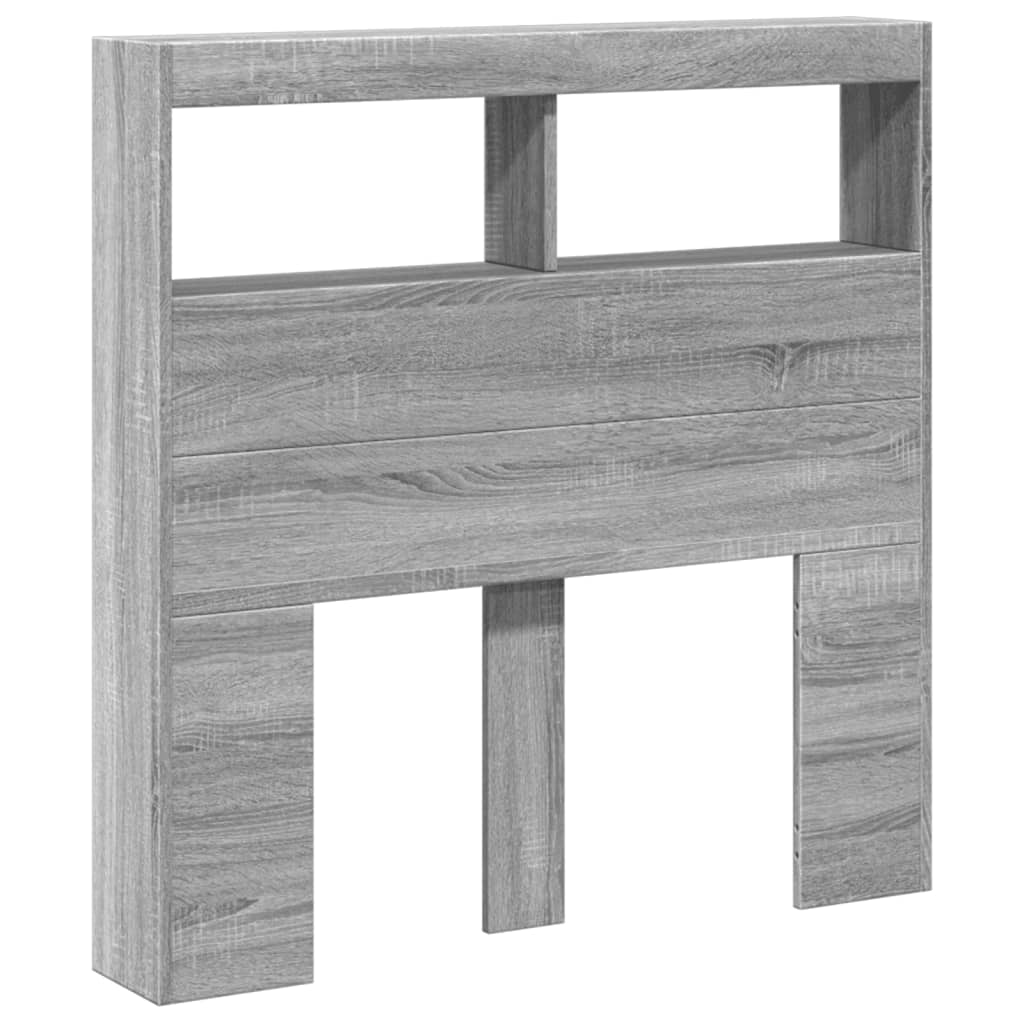 Vidaxl Zagłówek Z Półkami I Led, Szary Dąb Sonoma, 100X17X102 Cm