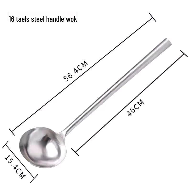 Chef's Long Spatula & Spoon - Wooden Handle, Stainless Steel, Ideal for Stir-Fry & Soup, Thickened for Durability, Perfect Kitchen Tool