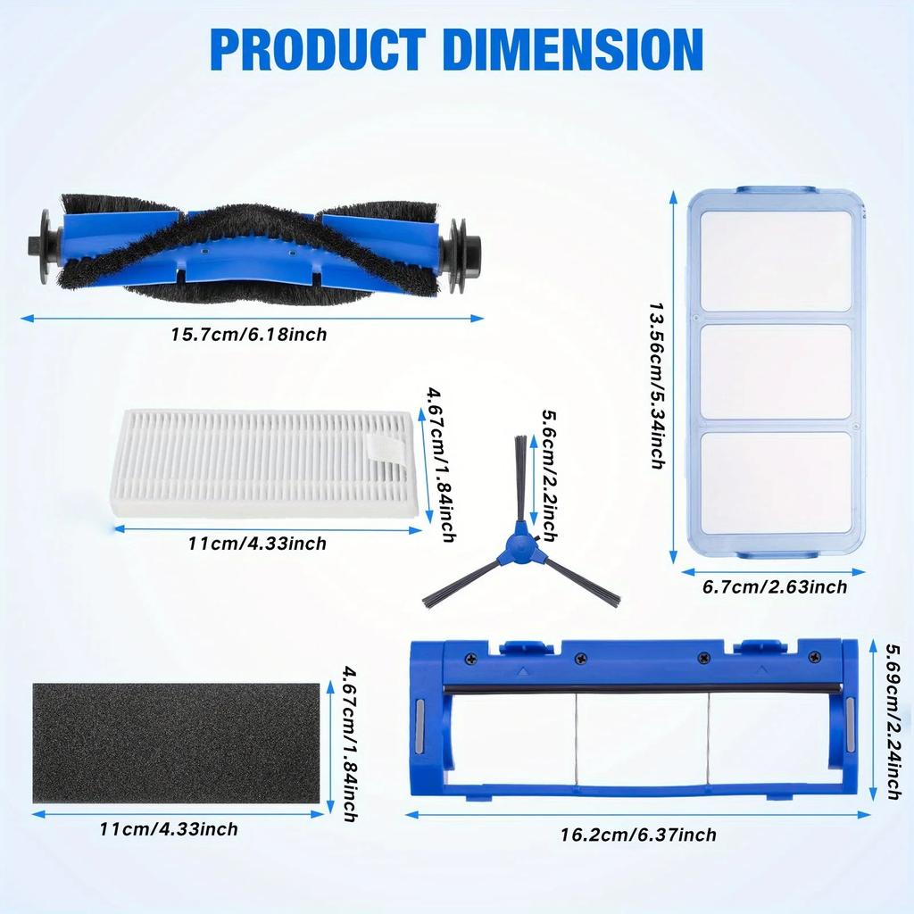 HOME TIMES 18 Pcs Replacement Parts Accessories Kit for Eufy RoboVac 11S,15C,30,30C,12,35C Vacuum Filters