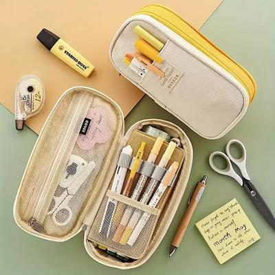 Cute Foldable Pencil Case Large Capacity Pencil Bag Pen Holder Stationery Desk Organizer Kawaii School Supplies for Students