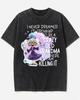Crazy Old Grandma Killing It Funny Graphic Acid Wash Black T-Shirt