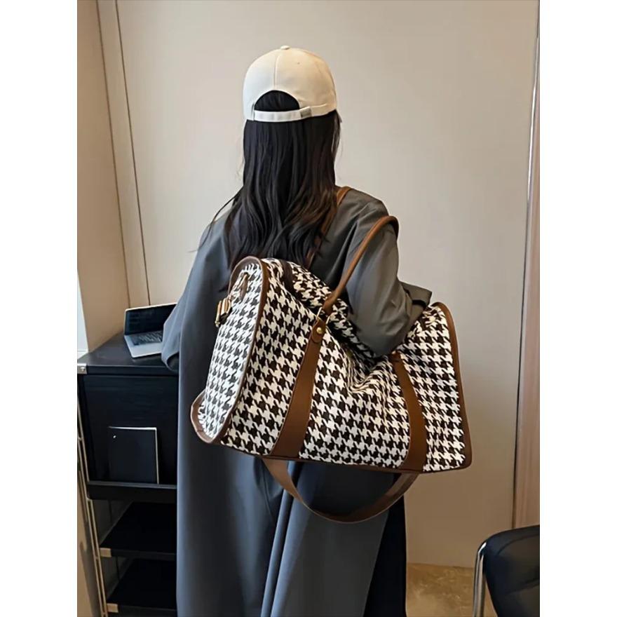 Vintage taşınabilir seyahat sırt çantası  büyük kapasiteli  kadın spor spor çantası  Haftasonu Gecelik Çanta