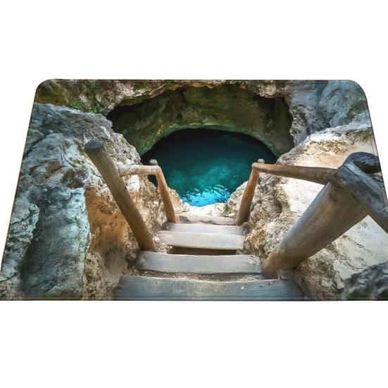 3D Dírkový koberec Realistická bezedná jáma Podložka na podlahu Zábavný koberec s optickou iluzí s protiskluzovou podložkou pro vstupní prostor obývací pokoj koupelnu