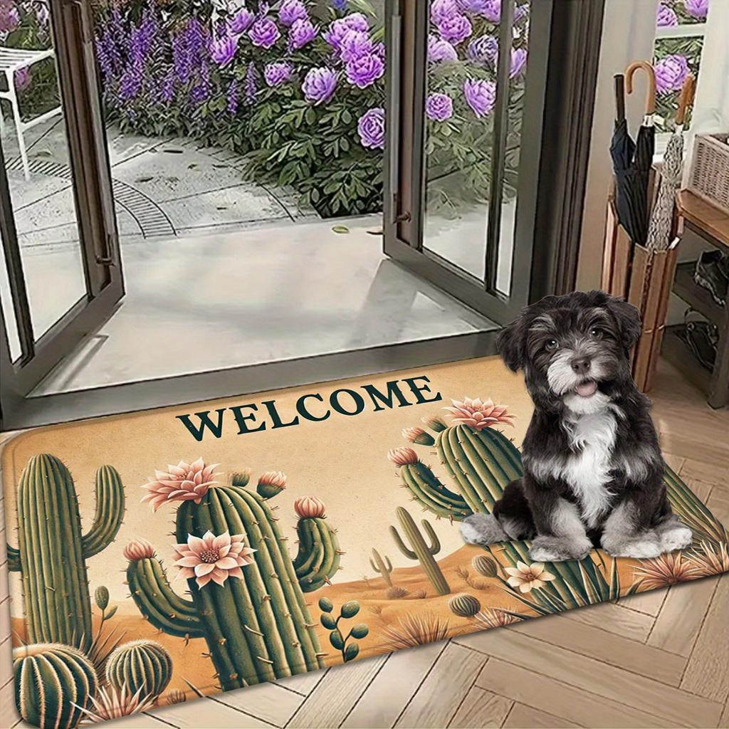 1 Bucăți Covorașe de Bucătărie Anti-Oboseală, Imprimeu Cactus Vintage Impermeabil Antiderapant Gros Căptușit Covoraș de Bucătărie Confort Durabil Covoraș de Stat în Picioare pentru Bucătărie