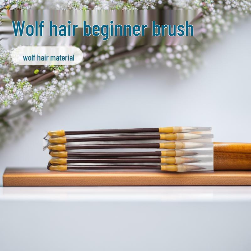 Traditional Calligraphy Brush Pens Set - Mixed Bristle & Wolf Hair for Beginners Wolf Hair Small