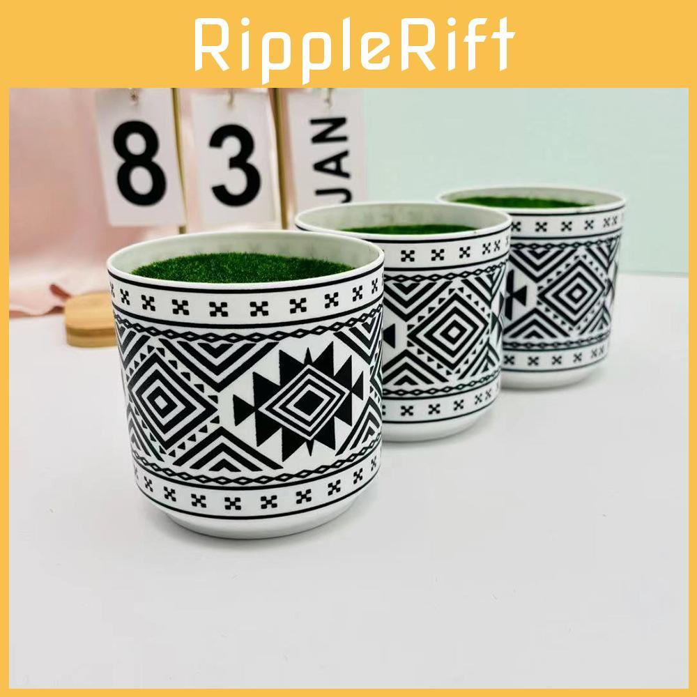 Plastic Round Durable Plant Container With Geometric Texture For Use Indoor