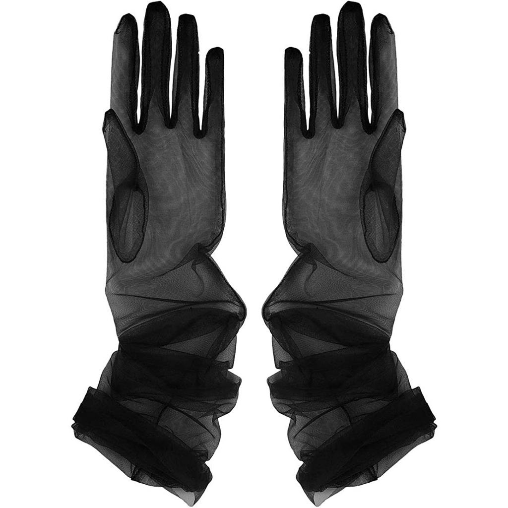Transparente Sonnenhandschuhe Retro Fäustlinge Touchscreen-Handschuhe Damen Ultradünne Handschuhe Tüll Ellbogenlang Hochzeits-Brautkleid Handschuhe