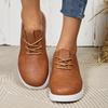 New Spring and Autumn Leather Women Shoes Solid Color Round Head Front Lace Up Comfortable Women's Casual Sneakers Size 36-42