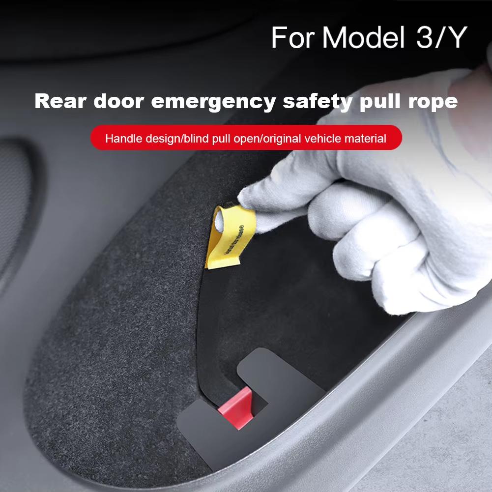 For Tesla New Model Y Juniper 2025-2020 Model 3 Highland Rear Door Emergencies Safety Pull Rope Emergency Handle Car Accessories