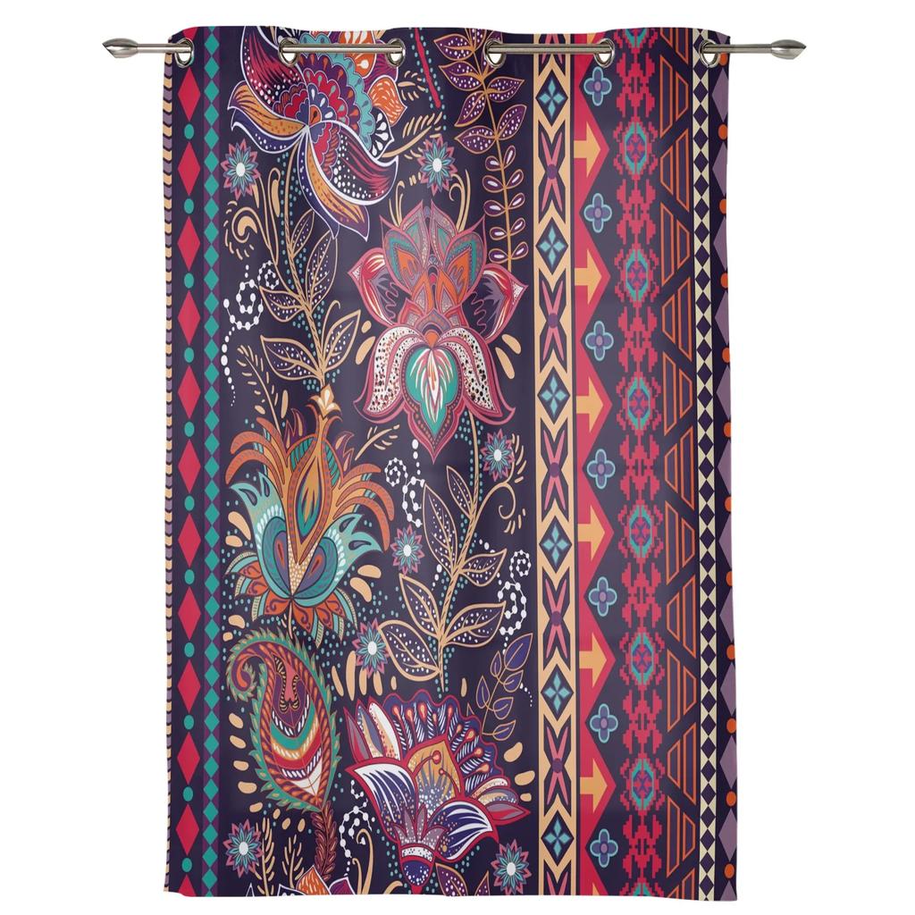 Indian Flowers Window Curtains Home Decoration Living Room Curtains Custom Window Treatments Drapes Cortinas For Kitchen Bedroom