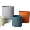 Morandi Colorful Ceramic Cylinder Flower Pots with Saucers for Indoor/Outdoor Plants