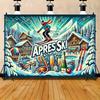 1 Piece of Winter Skiing Party Banner, Polyester Background Fabric Suitable for Multiple Uses