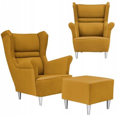Zoja Wing Chair with Footrest Scandinavian Gold Yellow