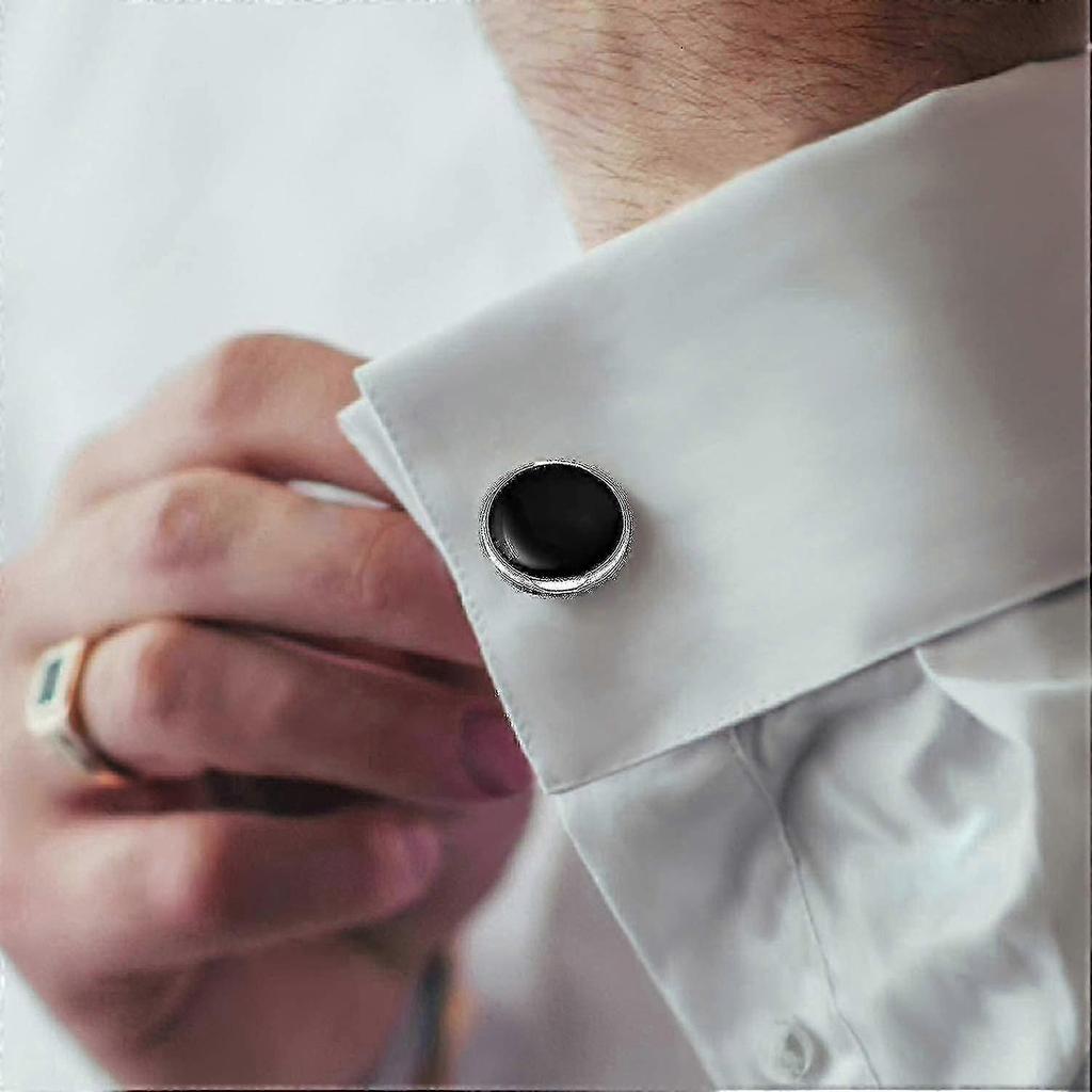 Mens Cufflinks And Studs Set -tuxedo Shirts Classic Black&silver Match Botao,zx