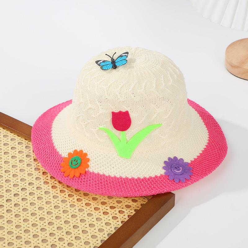 Spring and Summer Macaron Baby Sun Hat Girls Children's Fun Butterfly Flower Cute Sun Hat Children's Gift