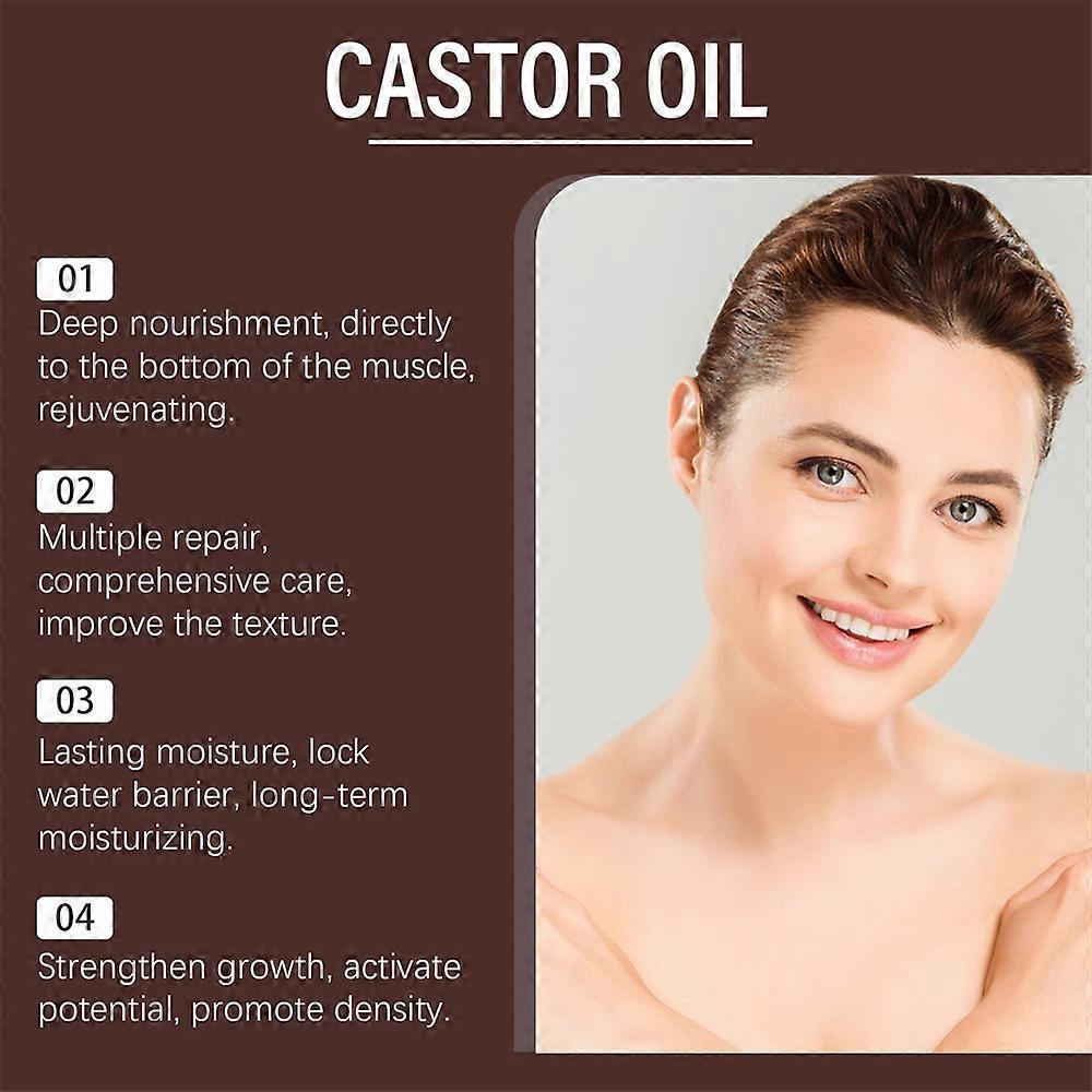 Organic castor oil nourishes the body's skin, moisturizes eyebrows and hair. Massage care oil