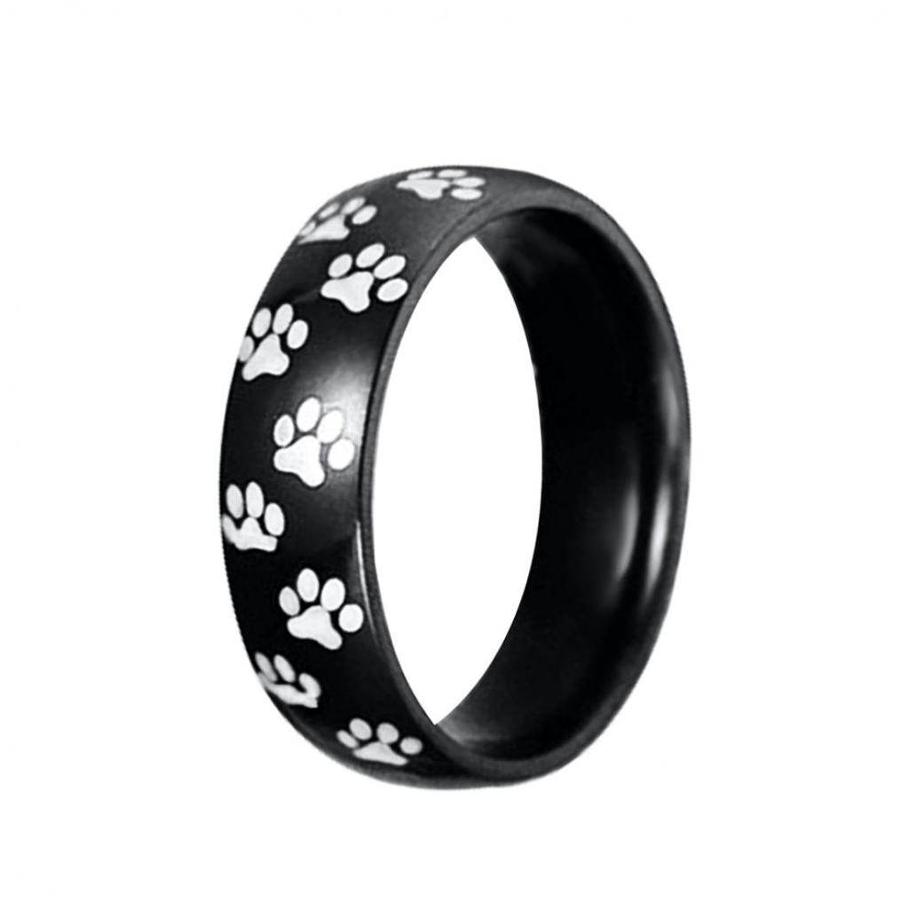 Men Women Cute Animal Paw Print Titanium Steel Finger Ring Jewelry Birthday Gift