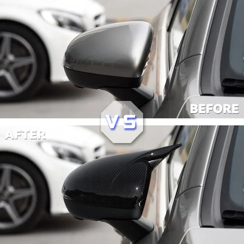 Side Mirror Cap Covers For Mercedes Benz A Class W177 A180 A200 A220 A250 + Black Replace