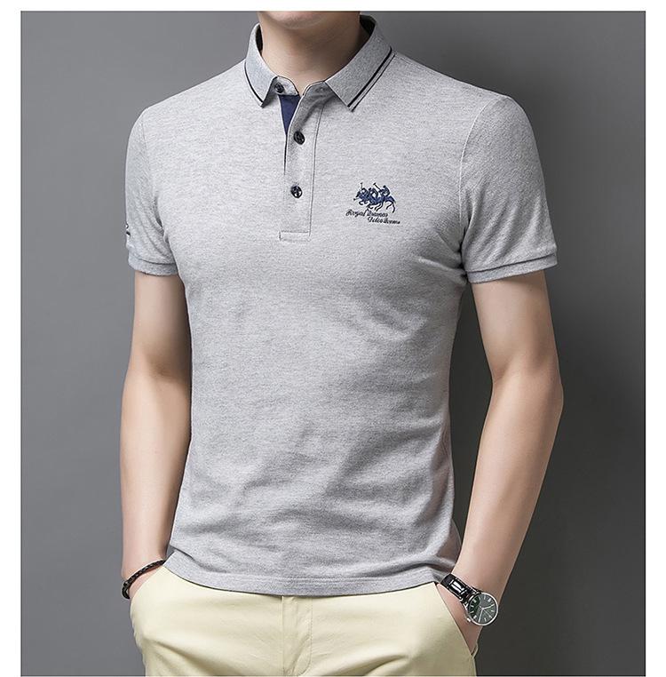 New Summer Solid Color Embroidered POLO T-Shirt for Men - Trendy Casual Short Sleeve