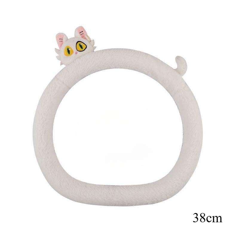 Cute Black Cat White Cat Plush Car Steering Wheel Cover Anti-Slip Sweat Absorbing Universal Car Steering Wheel Handle