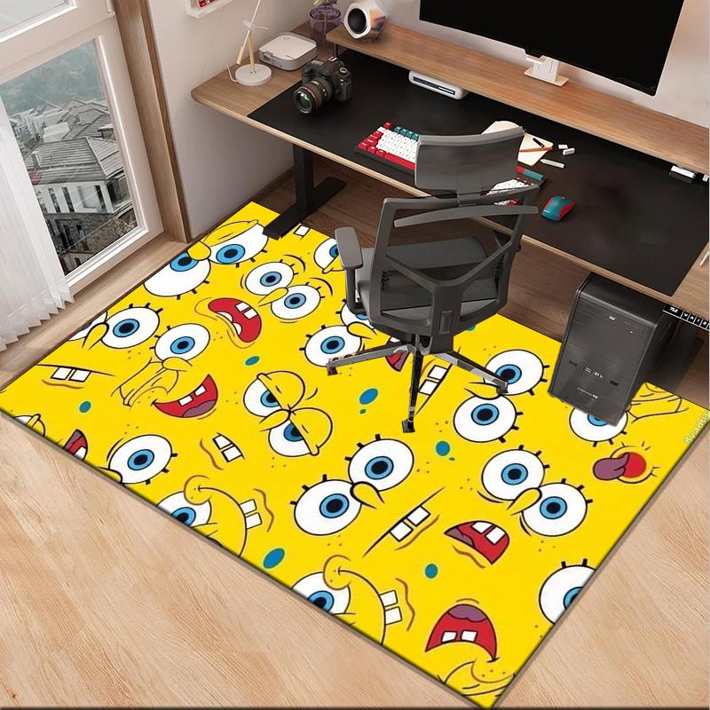 Sponge Expressions Pattern Office Rug Chair Mat, Game Carpet, Suitable for Front Door, Bedroom, Living Room, Desk, Holiday Gift