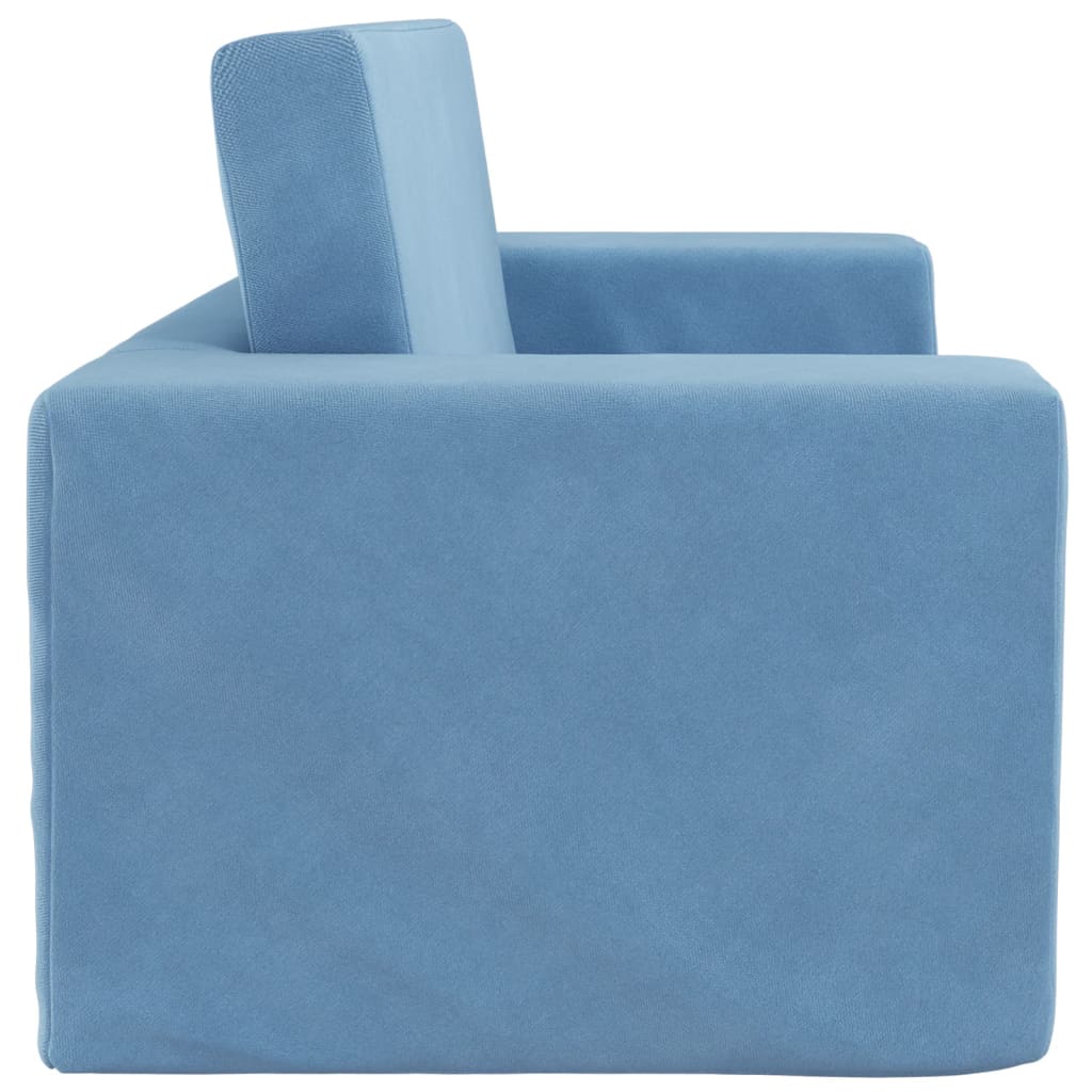 Vidaxl 2-Os. Sofa For Children, Fold-out, Blue, Soft Plush