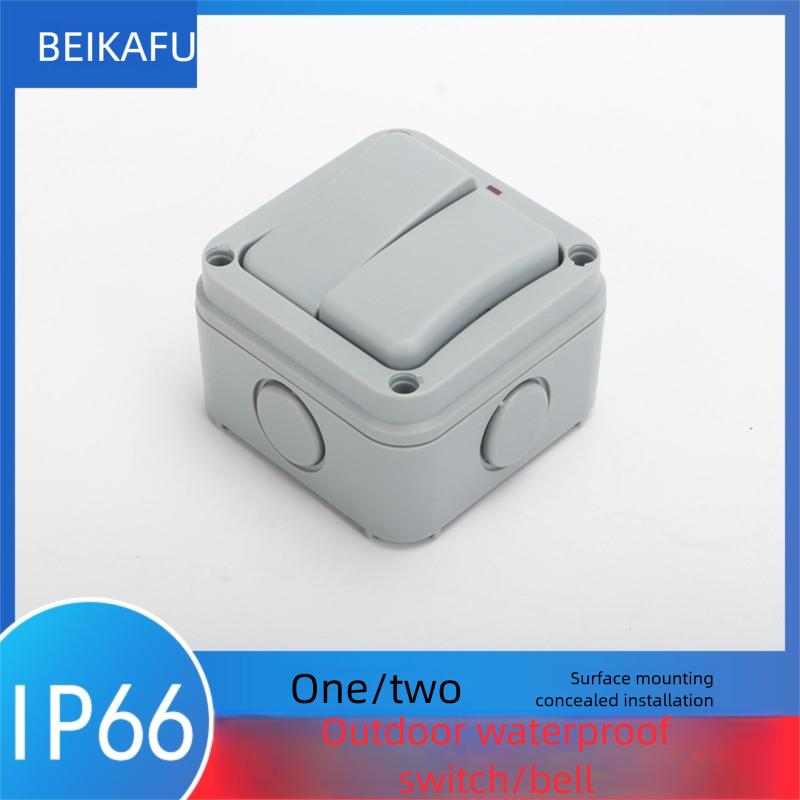 Avoir IP66 Wall Light Switches 1 2 Gang 2Way Outdoor Waterproof Dustproof Doorbell Push Button Switch 110V~220V Plastic Material