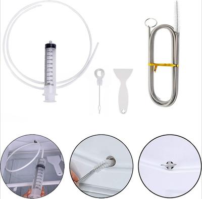 5-Piece Fridge Drain Cleaner Kit – Flexible Brushes & Steel Wool for Clogged Drain Hole, Water Leaks & Odors