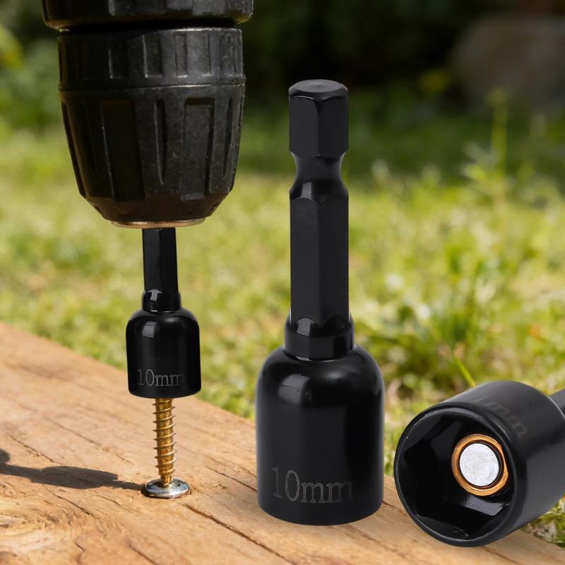 9PCS/Set Power Nut Driver Set Metric Hex Socket Drill Bits Chuck Adapter Electronic Hex Key Socket Set with 1/4 Inch Hex Shank