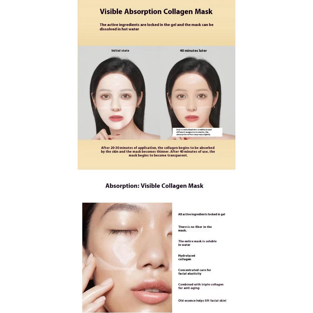 Bílá transparentní stahující křišťálová maska proti vráskám kolagenová hydratační vstřebatelný split