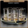 Elegant Crystal Whiskey Tasting Glasses Set With Measuring Markings Rotating Stand 6 Or 10 Pieces Chinese Style Barware