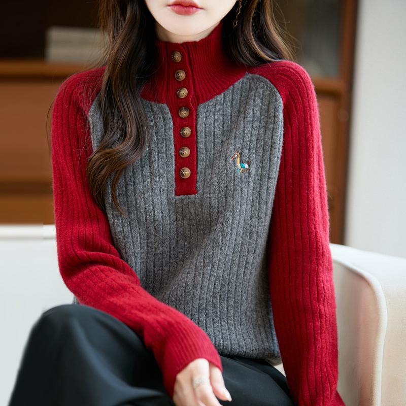 Women Sweater 100% Wool Turtleneck MODERN NEW SAGA Knit Pullover Thick Winter Jumpers Female Knit Tops