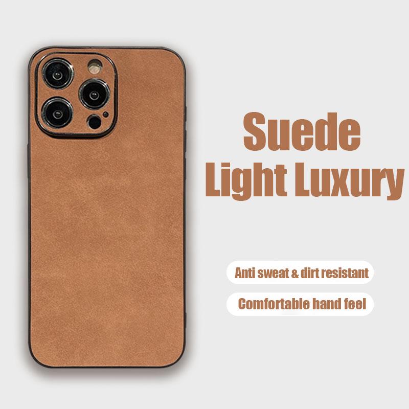 Husa din piele intoarsa mata Tpu pentru Iphone 15 Pro Max 14 13 12 11 Husa de telefon cu bratara rezistenta la socuri Husa de culoare simpla