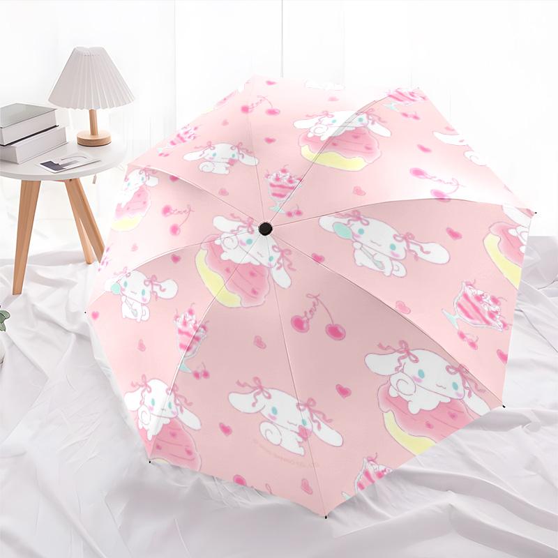 1pc Sanrio Umbrella Portable Folding Umbrella Iron Frame Hole Bone Structure Outdoor Home Umbrella