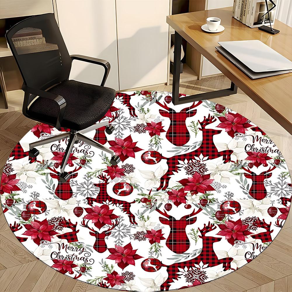 1pc Christmas Deer Decorations Chair Carpet for Office Non Slip, Lightweight, Machine Washable Rug for Office Holiday Decor