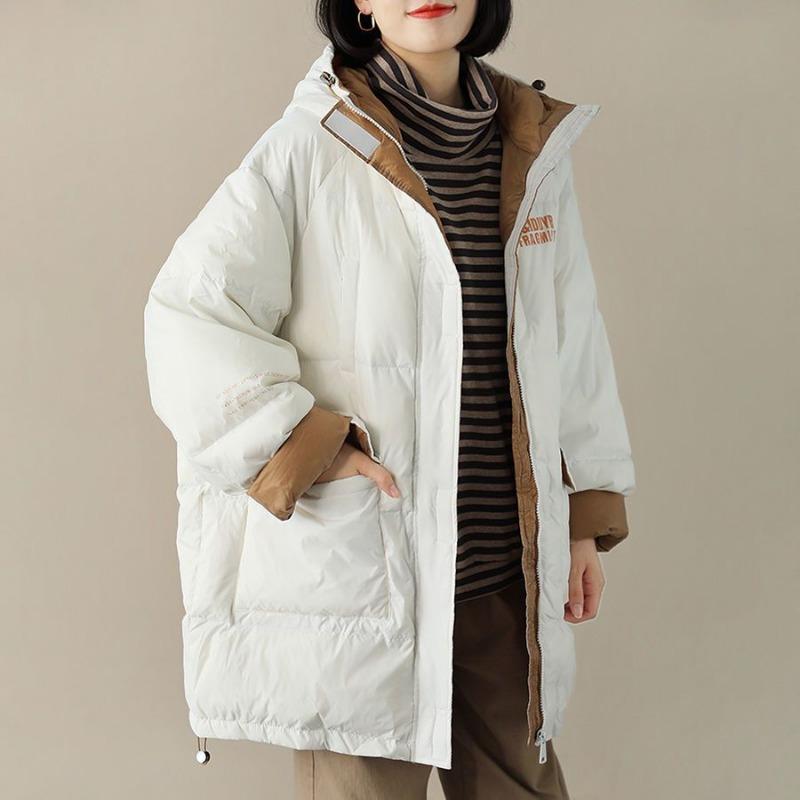 2023 neue Frauen Unten Jacke Winter Mantel Weibliche Mittlere Länge Version Parkas Lose Große Größe Outwear Mit Kapuze Freizeit Mantel