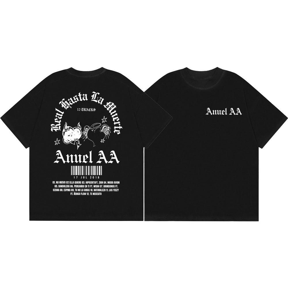 Rapper Anuel AA Double Sided Print T Shirt Men Women Clothing Hip Hop Fashion T-shirt Summer Casual Loose 100%cotton T-shirts