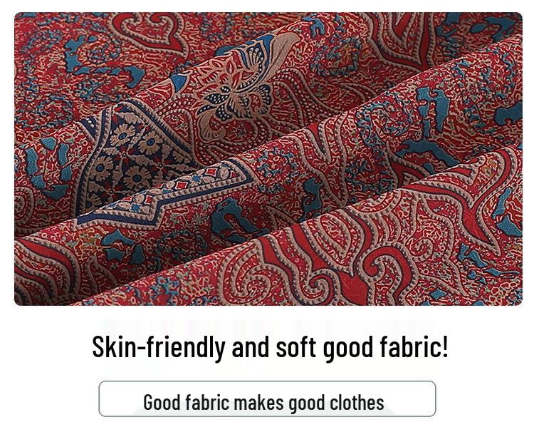 Women's Printed Lapel Nine-Sleeve Shirt Jacket - Spring/Fall Thin Cardigan for Middle-Aged & Elderly Women