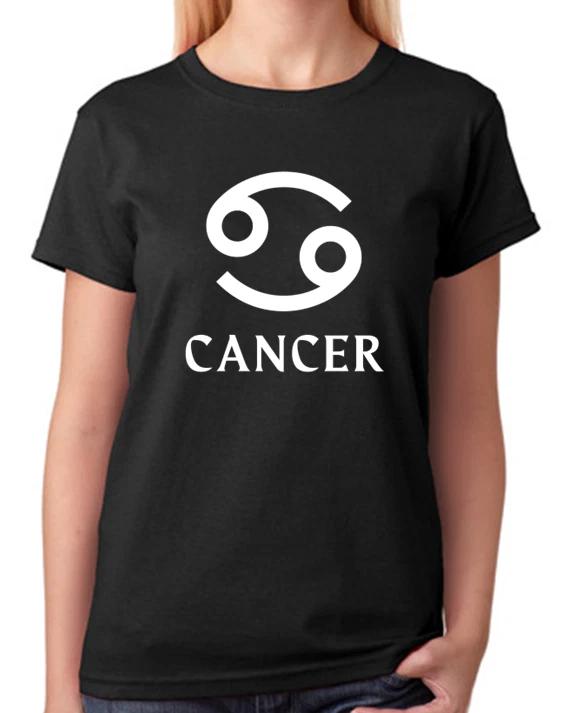 Cancer Zodiac Symbol Astrology Design Ladies T-Shirt Horoscope Tee L